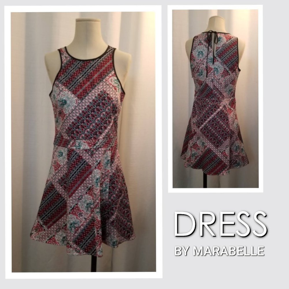 Multicolor Design Pattern Sleeveless Dress M